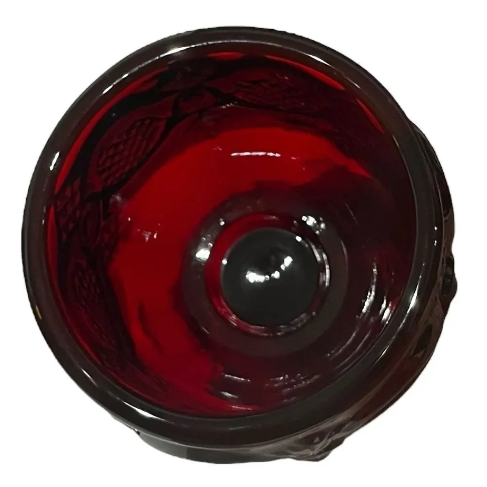Avon Vintage 1876 Cape Cod‎ Collection Ruby Red Pressed Glass Goblets, 2 Small